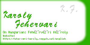 karoly fehervari business card